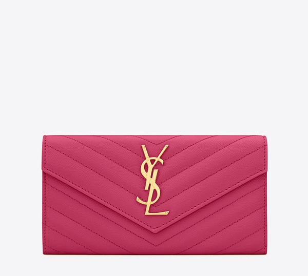 YSL*☆SAINT LAURENT☆(Yves Saint Laurent)サンローランスーパーコピー☆モノグラム フラップ長財布 レッド 372264BOW03